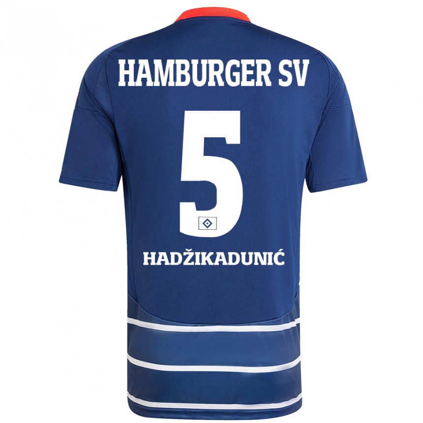 Kids Football Dennis Hadzikadunic #5 Dark Blue Away Jersey 2024/25 T-Shirt Uk