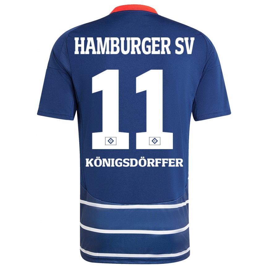 Kids Football Ransford Königsdörffer #11 Dark Blue Away Jersey 2024/25 T-Shirt Uk