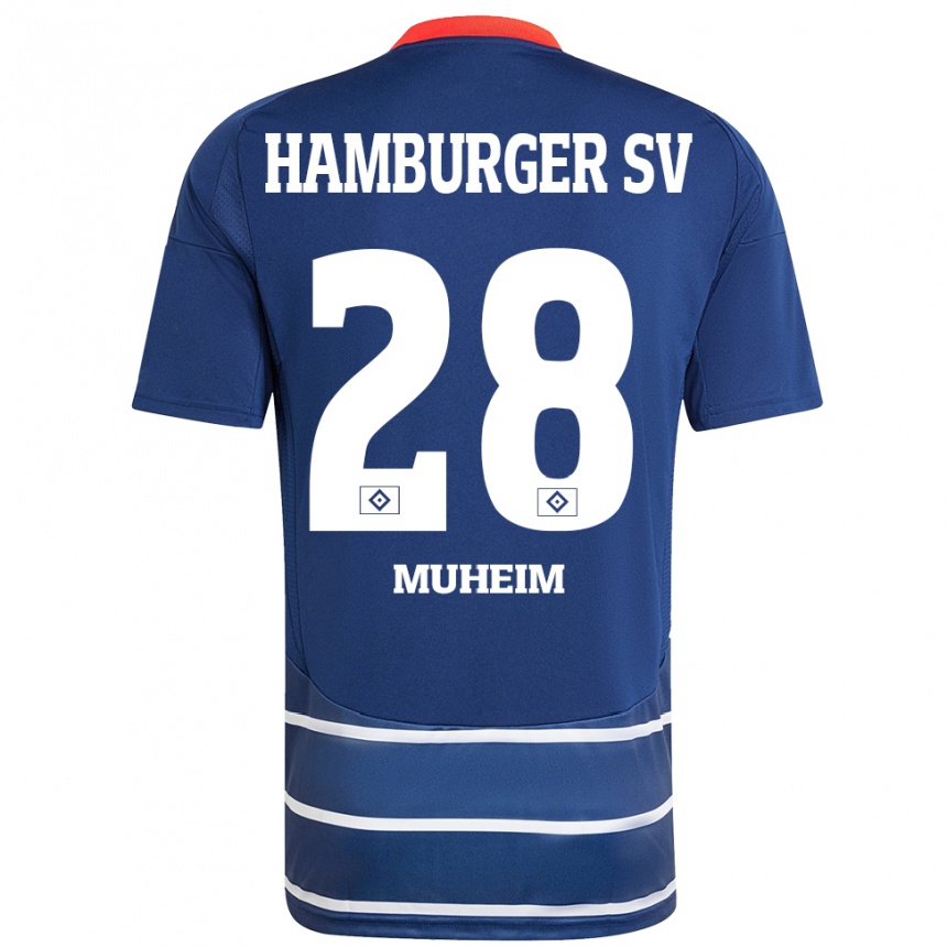 Kids Football Miro Muheim #28 Dark Blue Away Jersey 2024/25 T-Shirt Uk