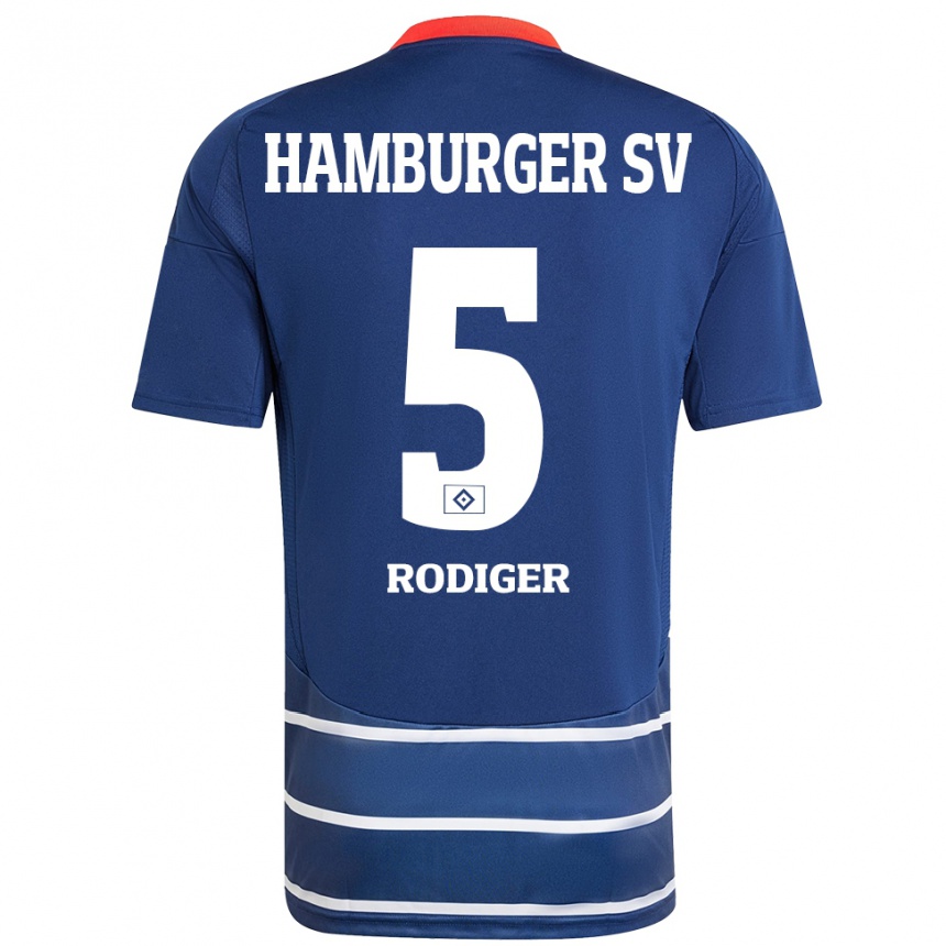 Kids Football Philipp Rödiger #5 Dark Blue Away Jersey 2024/25 T-Shirt Uk