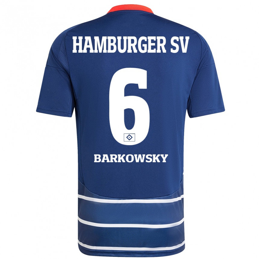 Kids Football Finn Barkowsky #6 Dark Blue Away Jersey 2024/25 T-Shirt Uk