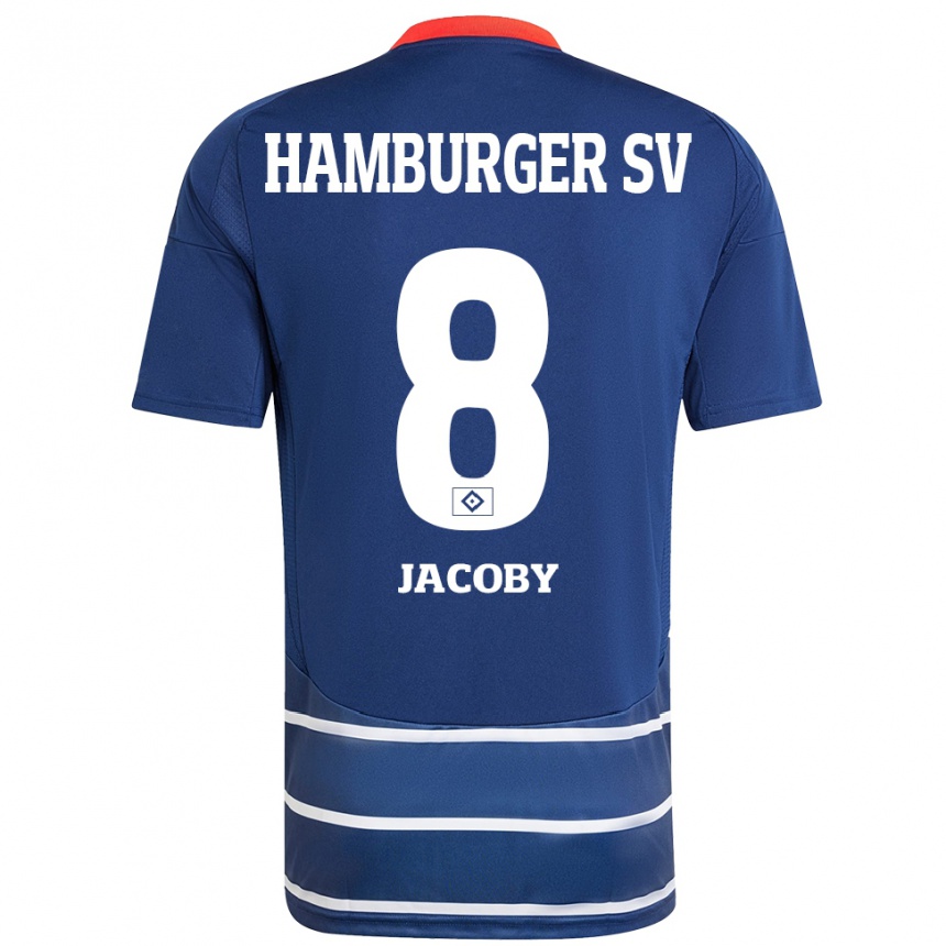 Kids Football Leandro Jacoby #8 Dark Blue Away Jersey 2024/25 T-Shirt Uk