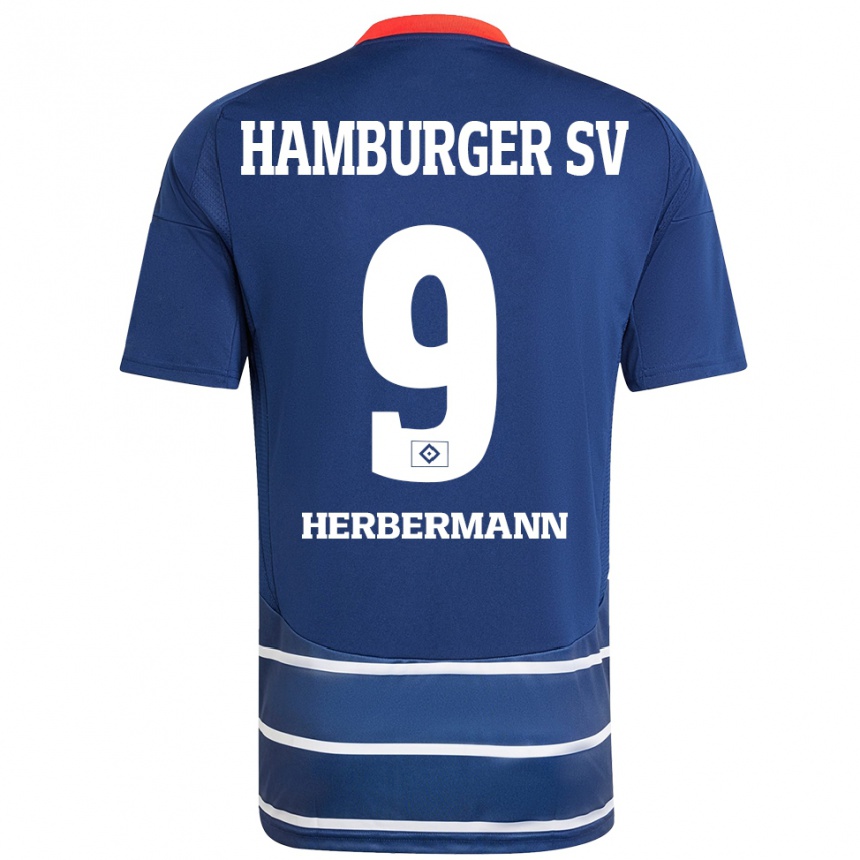 Kids Football Kevin Herbermann #9 Dark Blue Away Jersey 2024/25 T-Shirt Uk