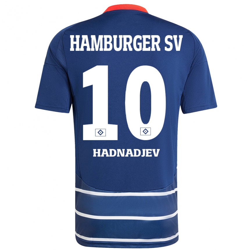 Kids Football Marko Hadnadjev #10 Dark Blue Away Jersey 2024/25 T-Shirt Uk