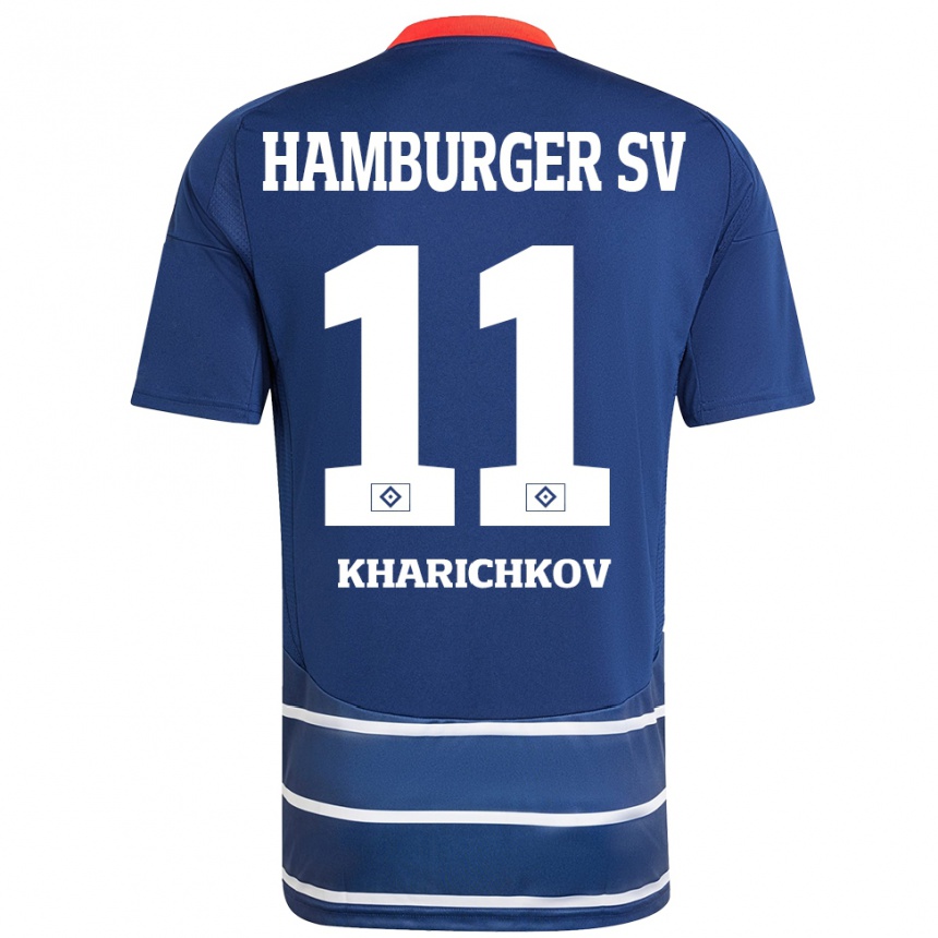 Kids Football Valentyn Kharichkov #11 Dark Blue Away Jersey 2024/25 T-Shirt Uk