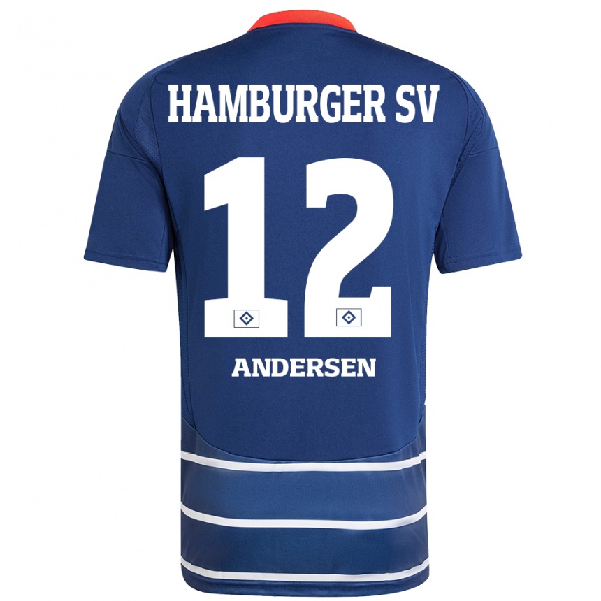 Kids Football Patrick Andersen #12 Dark Blue Away Jersey 2024/25 T-Shirt Uk