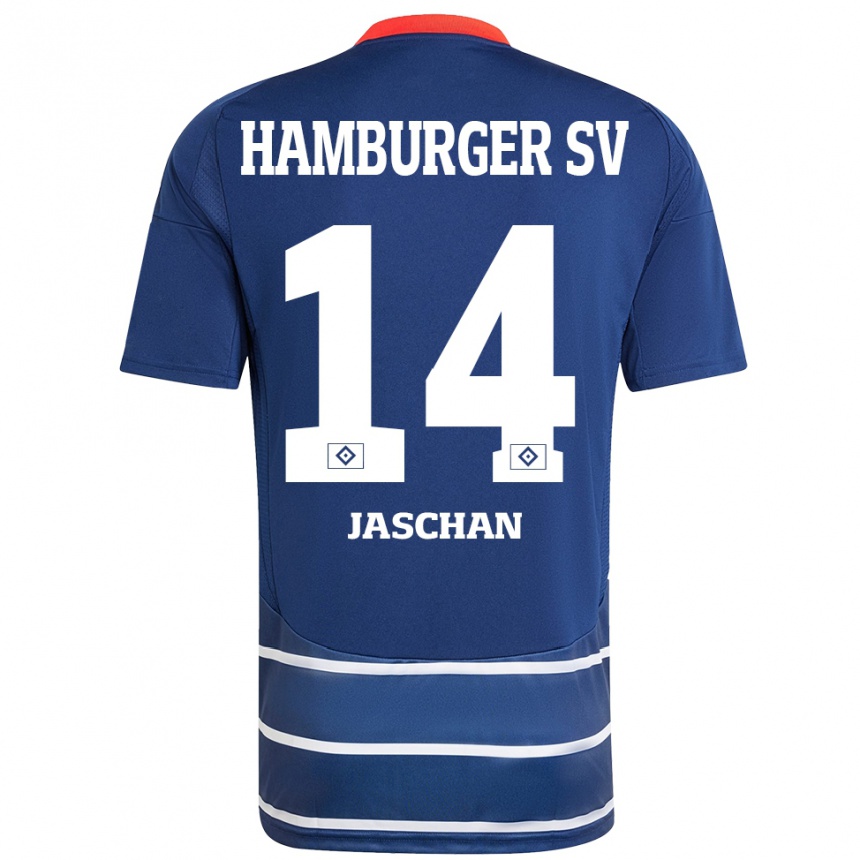 Kids Football Endrik Jaschan #14 Dark Blue Away Jersey 2024/25 T-Shirt Uk