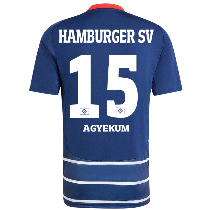 Kids Football Joel Agyekum #15 Dark Blue Away Jersey 2024/25 T-Shirt Uk