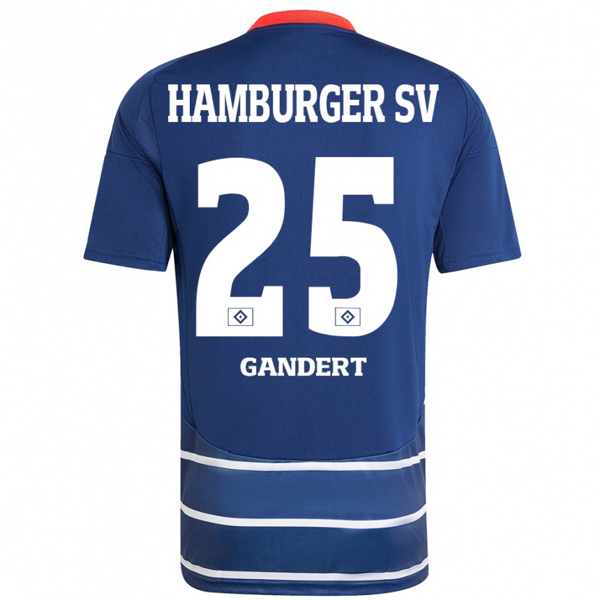 Kids Football Jeremy Gandert #25 Dark Blue Away Jersey 2024/25 T-Shirt Uk