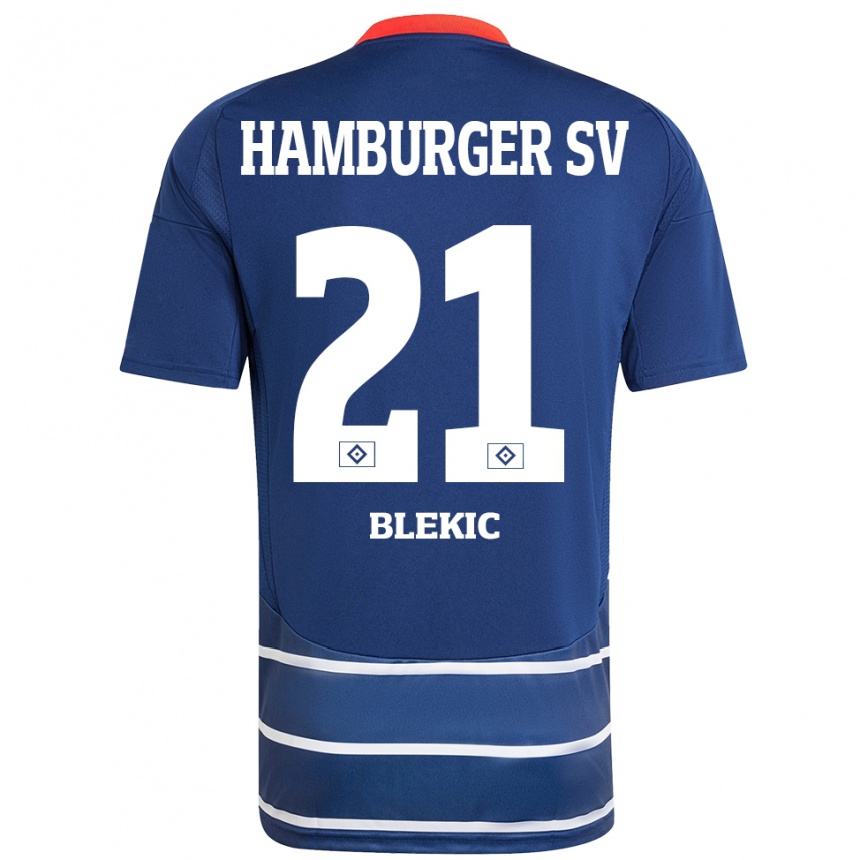 Kids Football Romeo Blekic #21 Dark Blue Away Jersey 2024/25 T-Shirt Uk