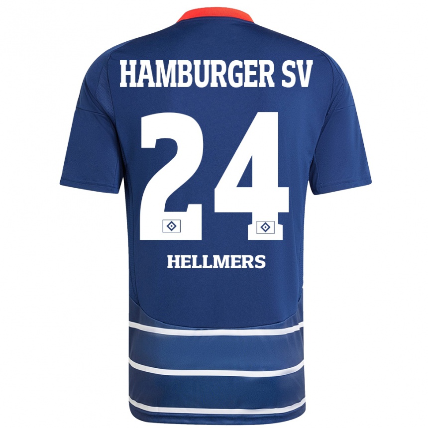 Kids Football Maximilian Hellmers #24 Dark Blue Away Jersey 2024/25 T-Shirt Uk