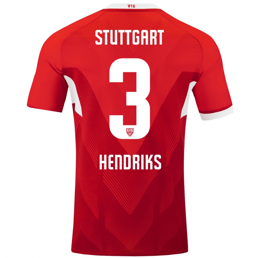 Kids Football Ramon Hendriks #3 Red White Away Jersey 2024/25 T-Shirt Uk