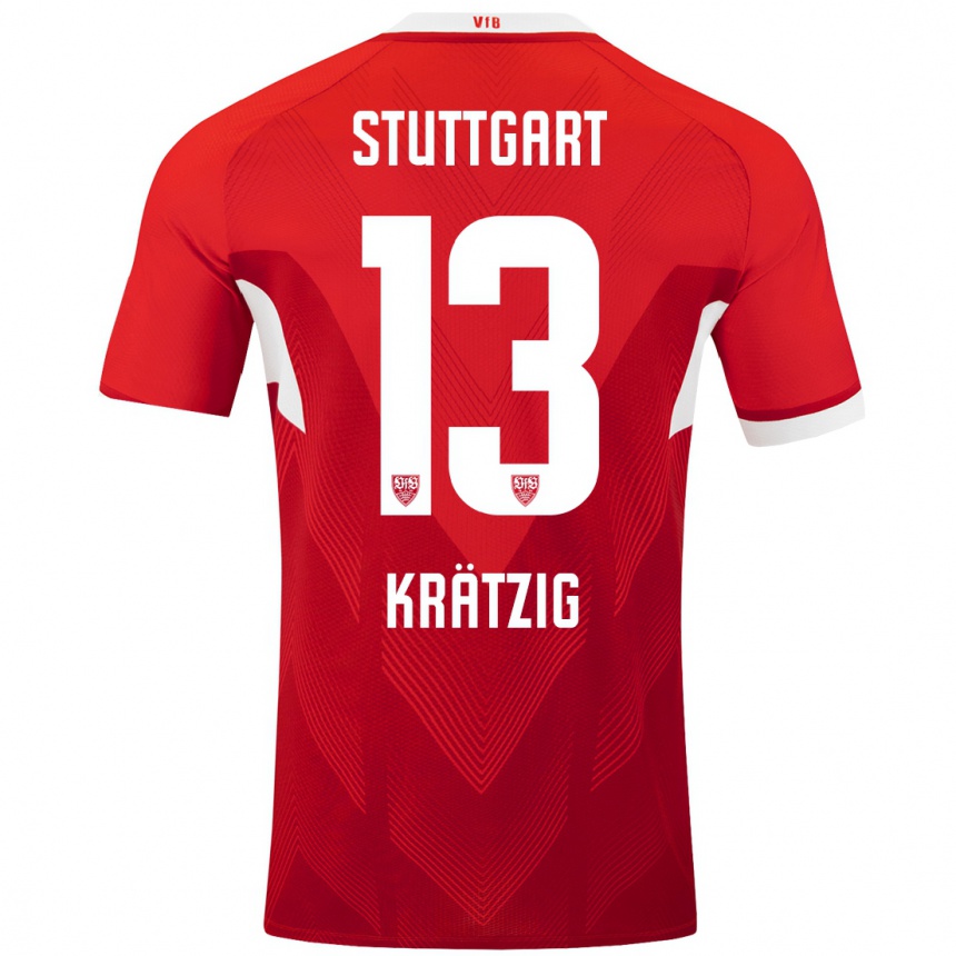 Kids Football Frans Krätzig #13 Red White Away Jersey 2024/25 T-Shirt Uk