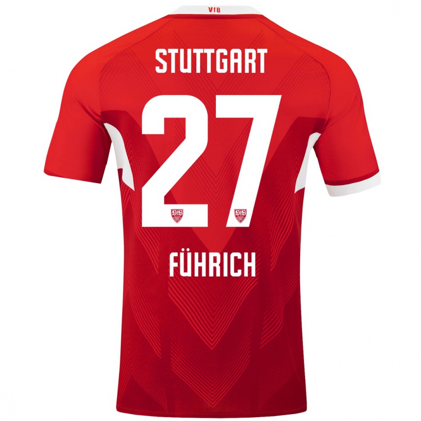 Kids Football Chris Führich #27 Red White Away Jersey 2024/25 T-Shirt Uk