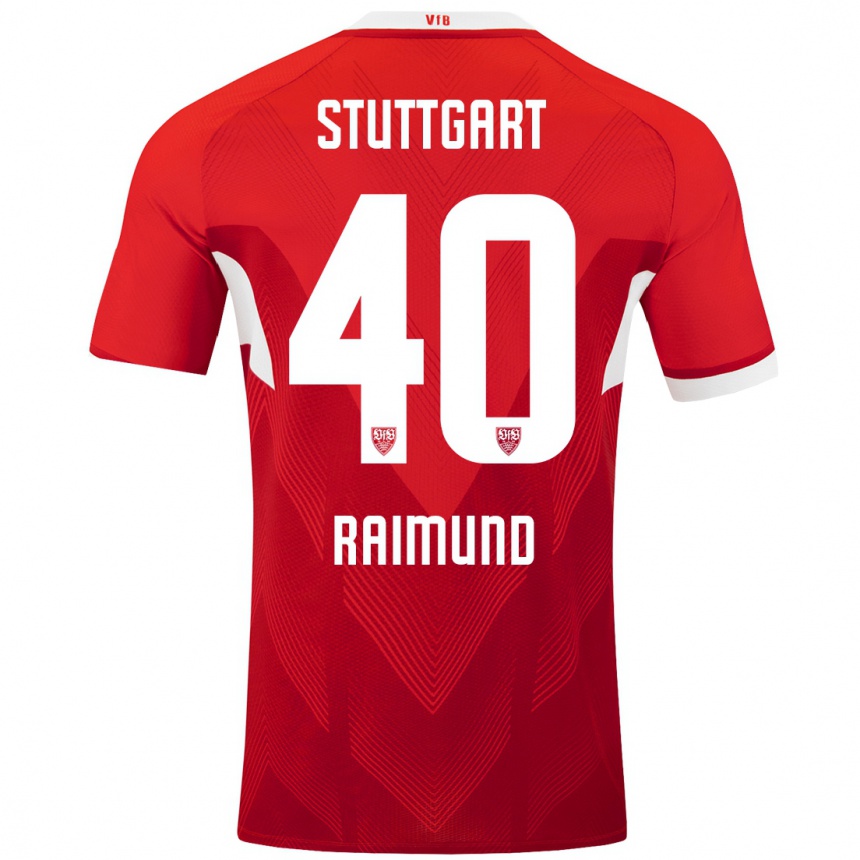 Kids Football Luca Raimund #40 Red White Away Jersey 2024/25 T-Shirt Uk