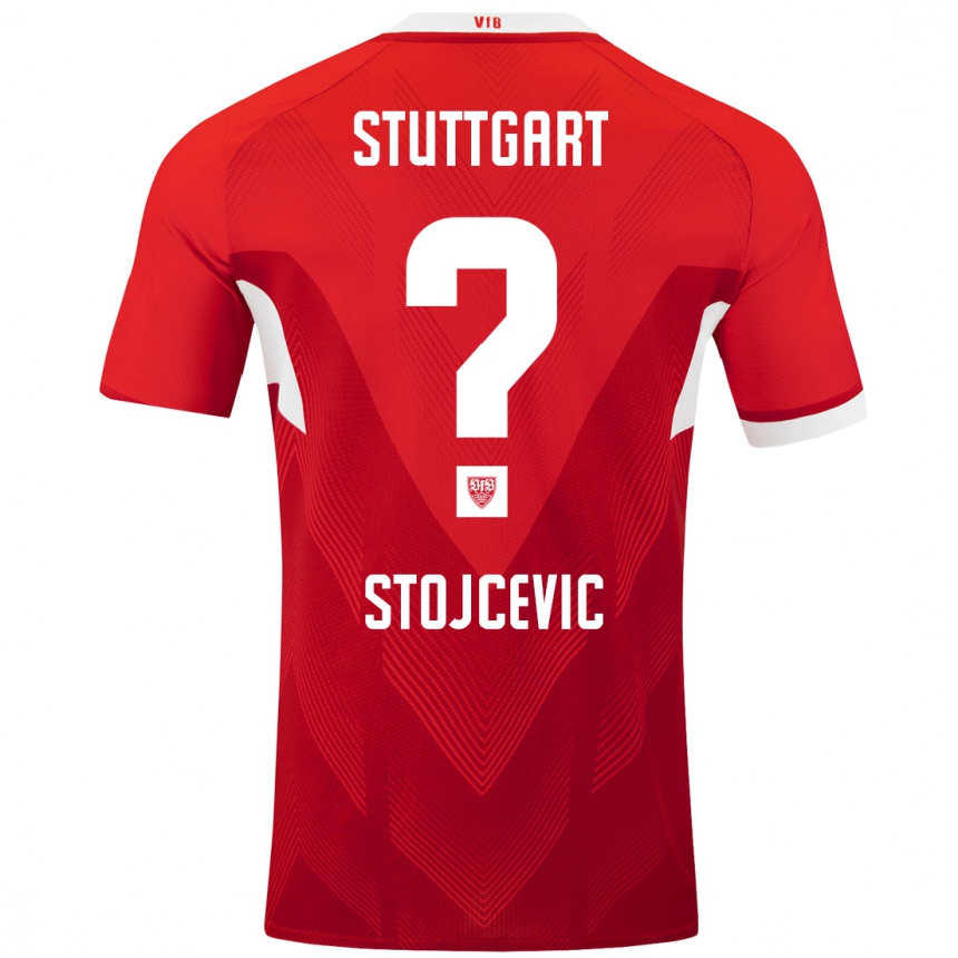 Kids Football Martin Stojcevic #0 Red White Away Jersey 2024/25 T-Shirt Uk