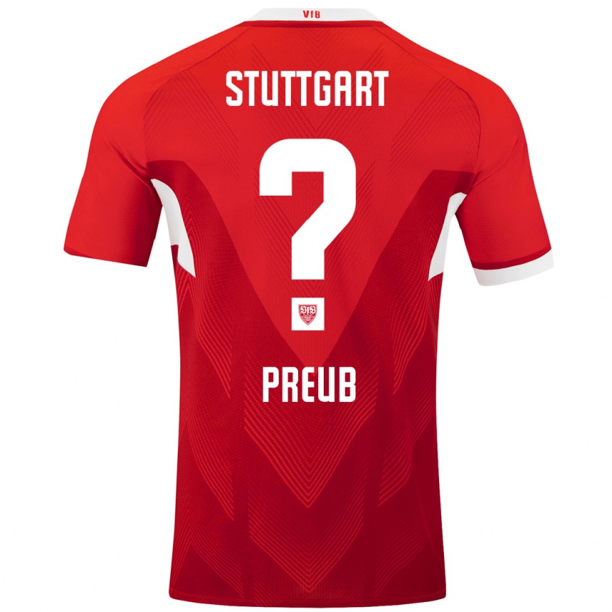 Kids Football Laurin Preuß #0 Red White Away Jersey 2024/25 T-Shirt Uk