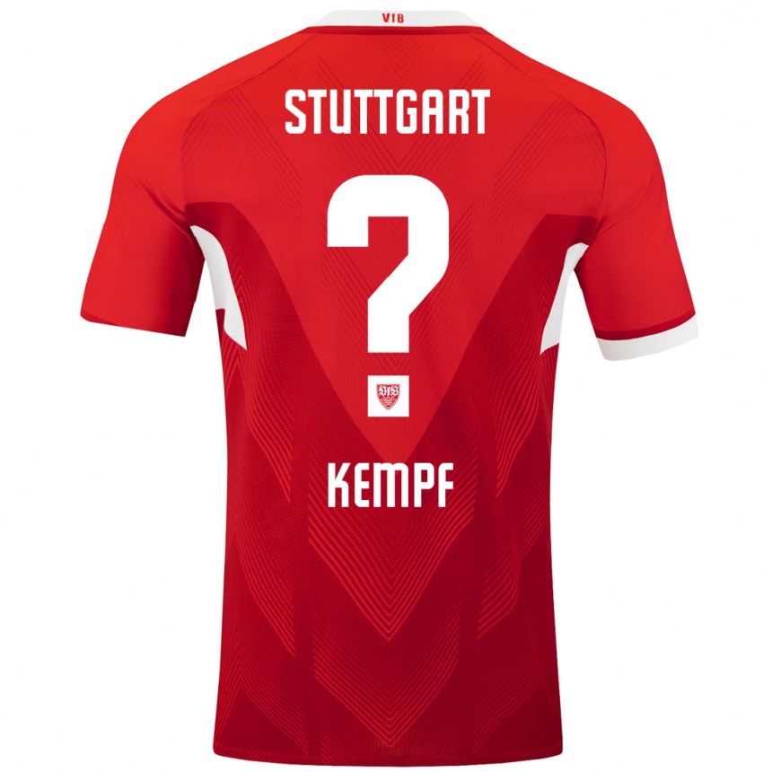 Kids Football Karl Kempf #0 Red White Away Jersey 2024/25 T-Shirt Uk