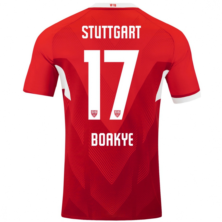 Kids Football Maurice Boakye #17 Red White Away Jersey 2024/25 T-Shirt Uk