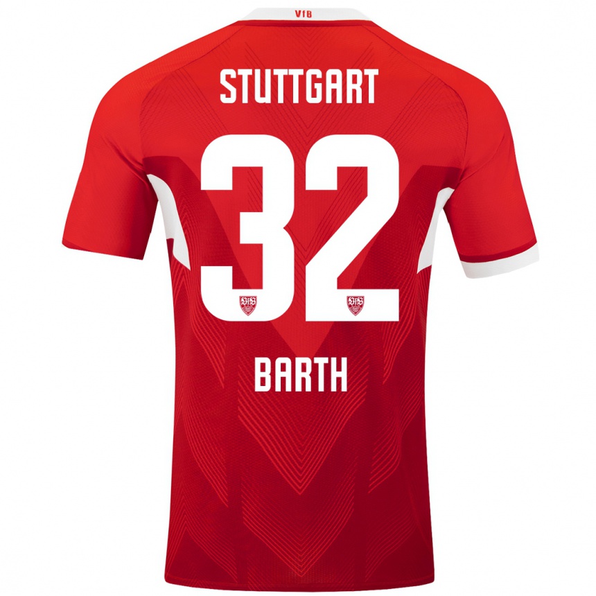 Kids Football Tom Barth #32 Red White Away Jersey 2024/25 T-Shirt Uk