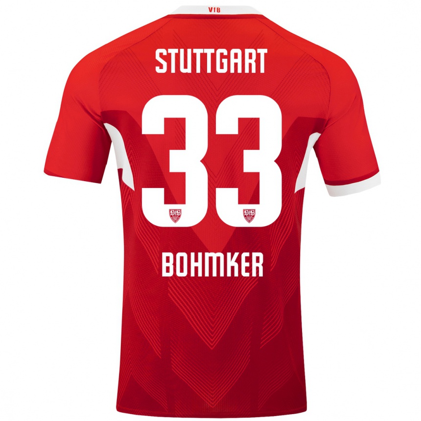 Kids Football Finn Böhmker #33 Red White Away Jersey 2024/25 T-Shirt Uk