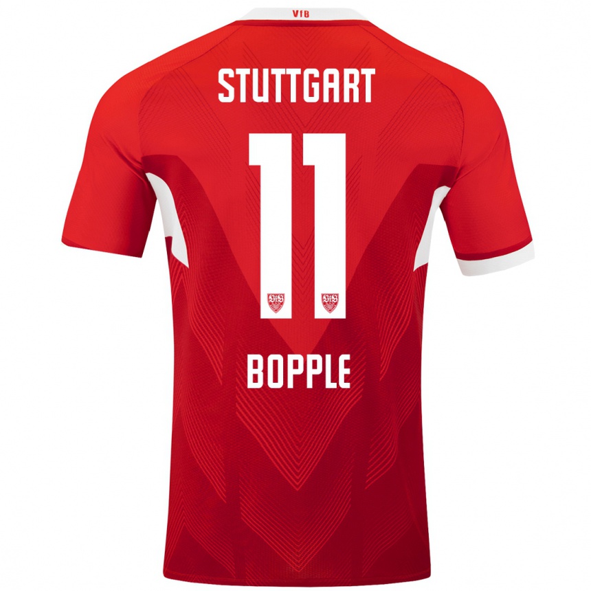 Kids Football Teresa Böpple #11 Red White Away Jersey 2024/25 T-Shirt Uk