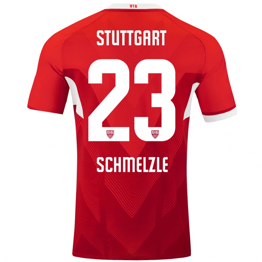 Kids Football Marlen Schmelzle #23 Red White Away Jersey 2024/25 T-Shirt Uk