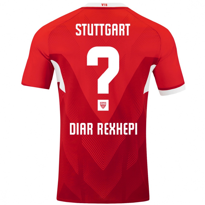 Kids Football Diar Rexhepi #0 Red White Away Jersey 2024/25 T-Shirt Uk