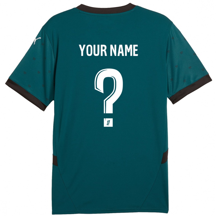 Kids Football Your Name #0 Dark Green Away Jersey 2024/25 T-Shirt Uk