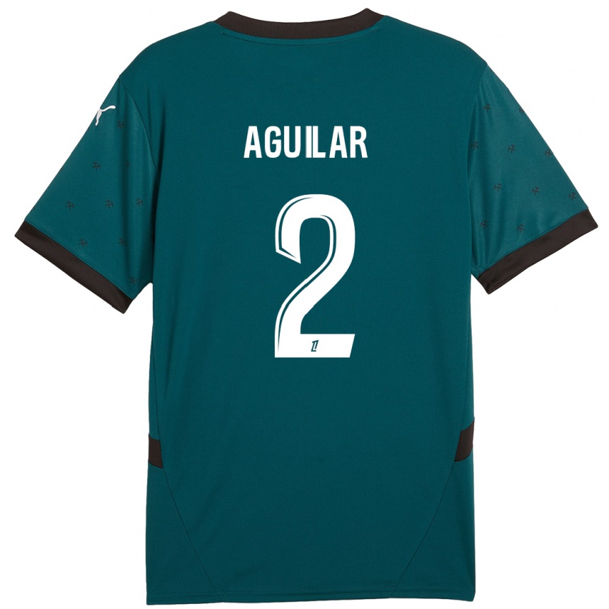 Kids Football Ruben Aguilar #2 Dark Green Away Jersey 2024/25 T-Shirt Uk