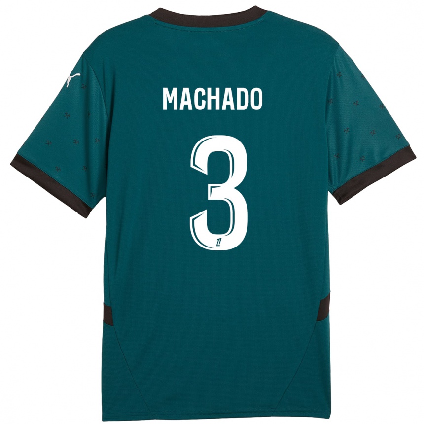 Kids Football Deiver Machado #3 Dark Green Away Jersey 2024/25 T-Shirt Uk