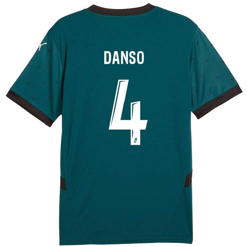 Kids Football Kevin Danso #4 Dark Green Away Jersey 2024/25 T-Shirt Uk