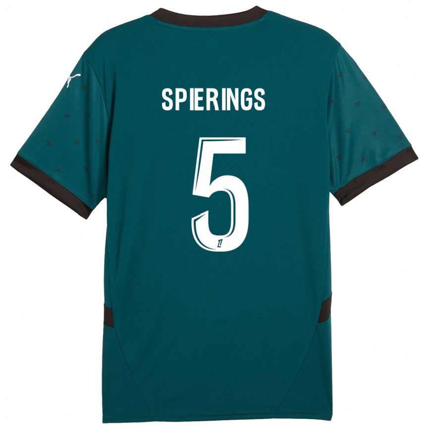 Kids Football Stijn Spierings #5 Dark Green Away Jersey 2024/25 T-Shirt Uk