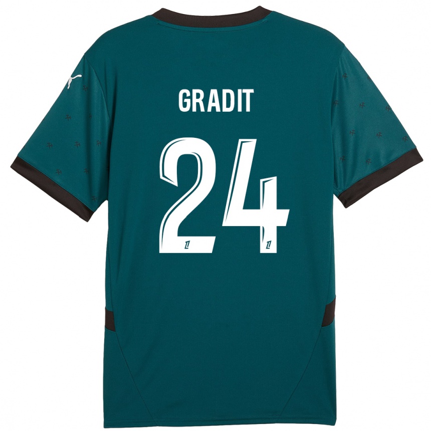 Kids Football Jonathan Gradit #24 Dark Green Away Jersey 2024/25 T-Shirt Uk