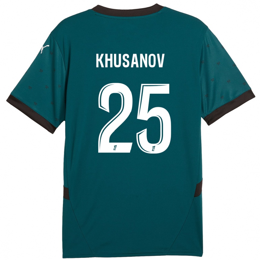 Kids Football Abdukodir Khusanov #25 Dark Green Away Jersey 2024/25 T-Shirt Uk