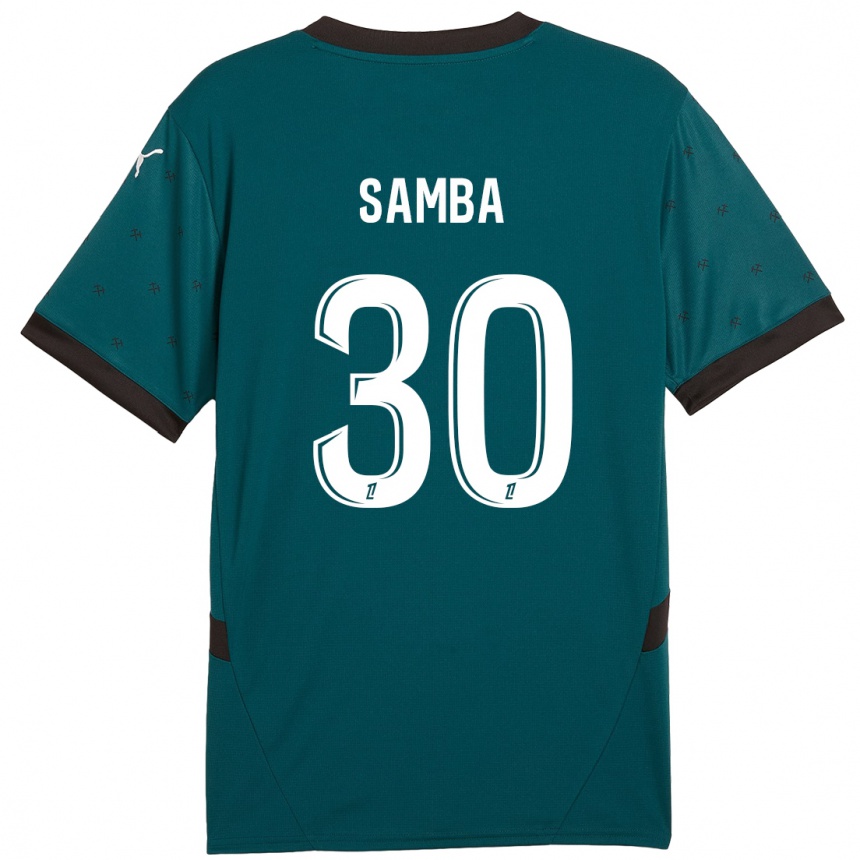 Kids Football Brice Samba #30 Dark Green Away Jersey 2024/25 T-Shirt Uk