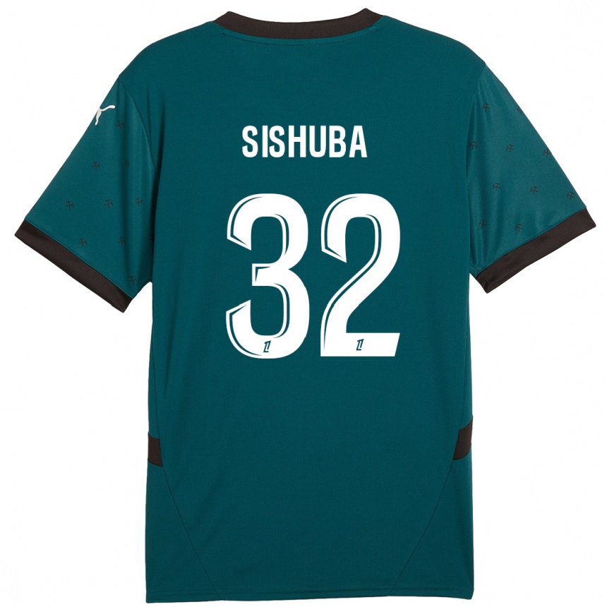 Kids Football Ayanda Sishuba #32 Dark Green Away Jersey 2024/25 T-Shirt Uk