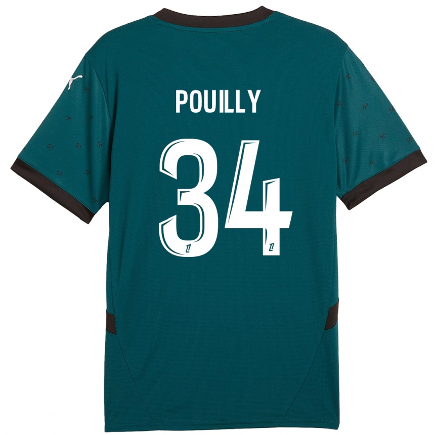 Kids Football Tom Pouilly #34 Dark Green Away Jersey 2024/25 T-Shirt Uk