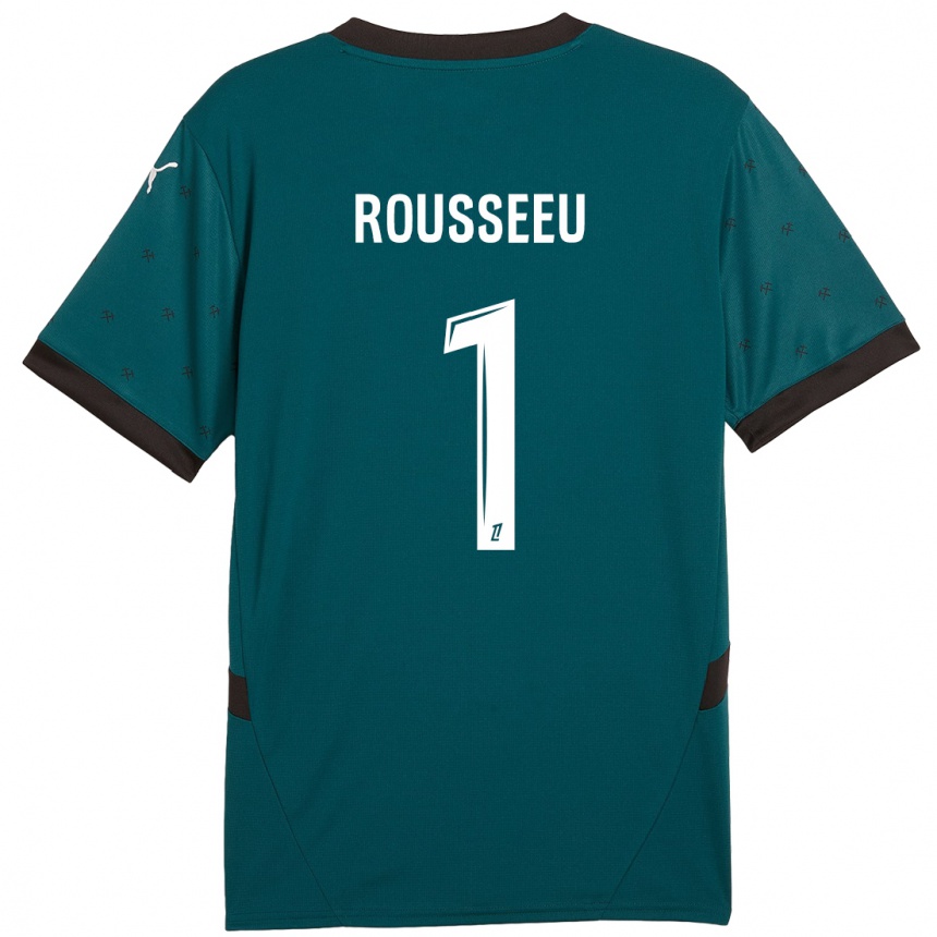 Kids Football Justine Rousseeu #1 Dark Green Away Jersey 2024/25 T-Shirt Uk