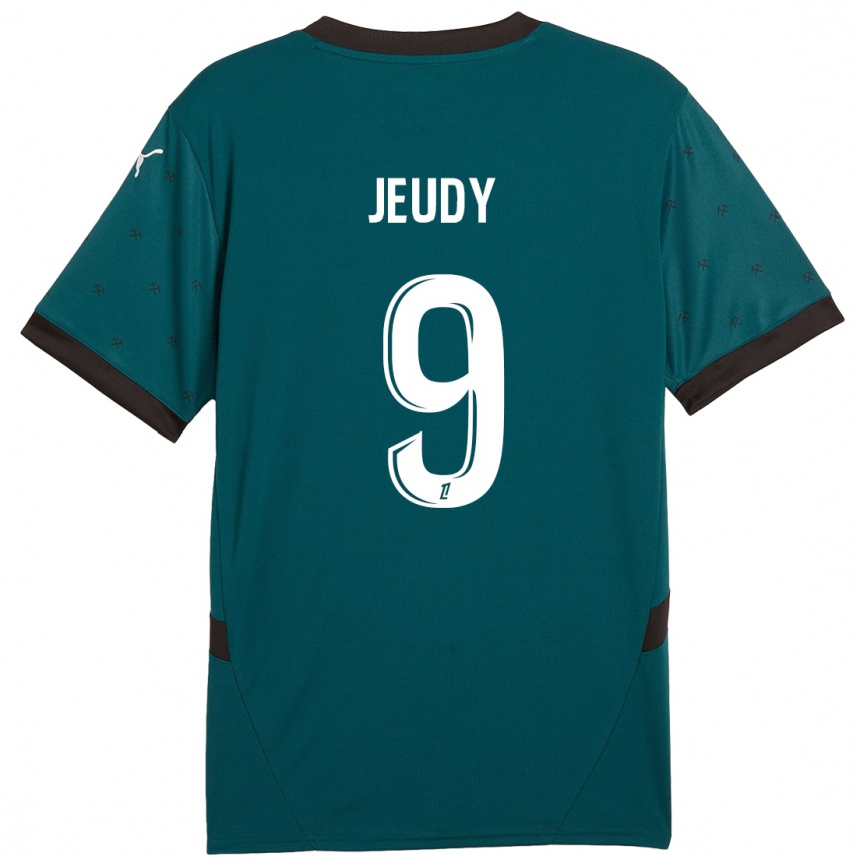 Kids Football Sherly Jeudy #9 Dark Green Away Jersey 2024/25 T-Shirt Uk