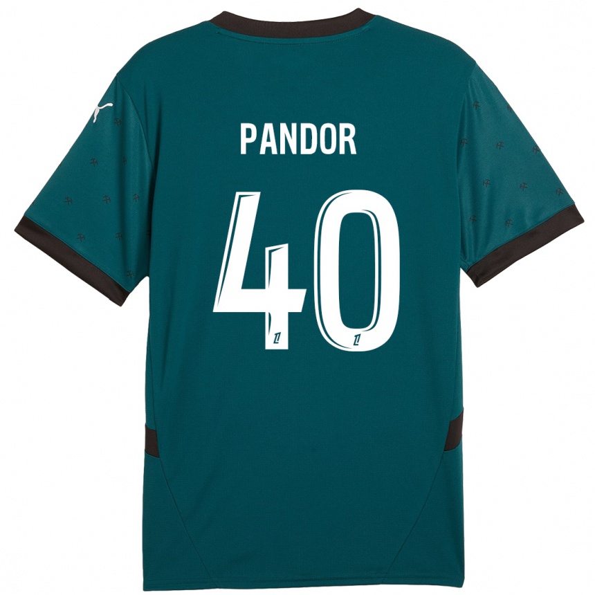 Kids Football Yannick Pandor #40 Dark Green Away Jersey 2024/25 T-Shirt Uk