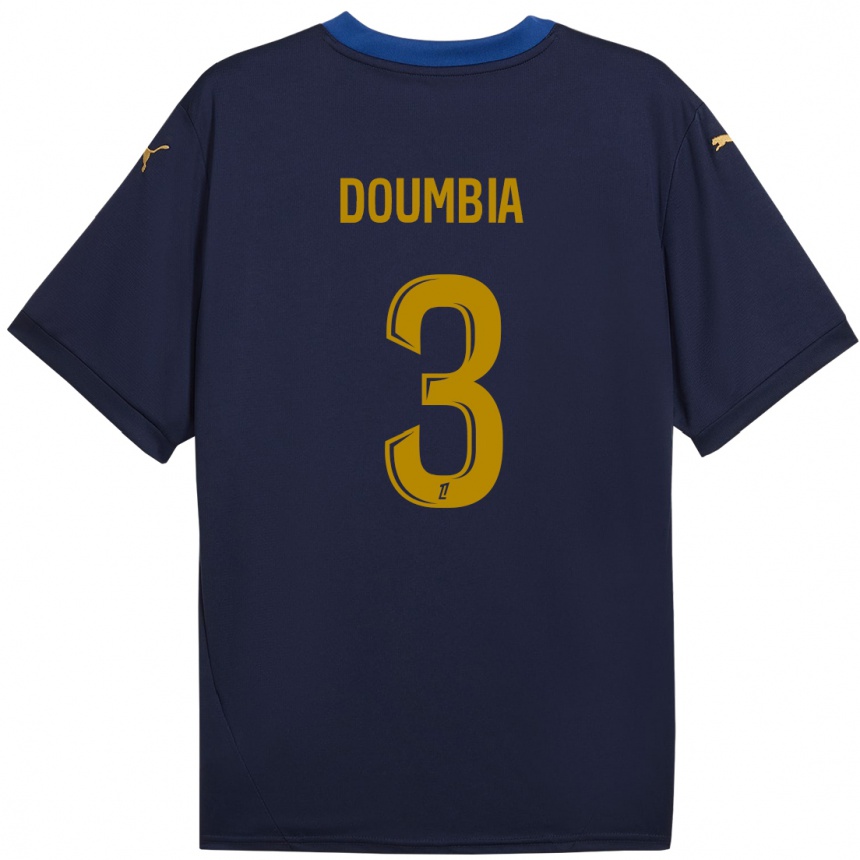 Kids Football Kamory Doumbia #3 Navy Gold Away Jersey 2024/25 T-Shirt Uk