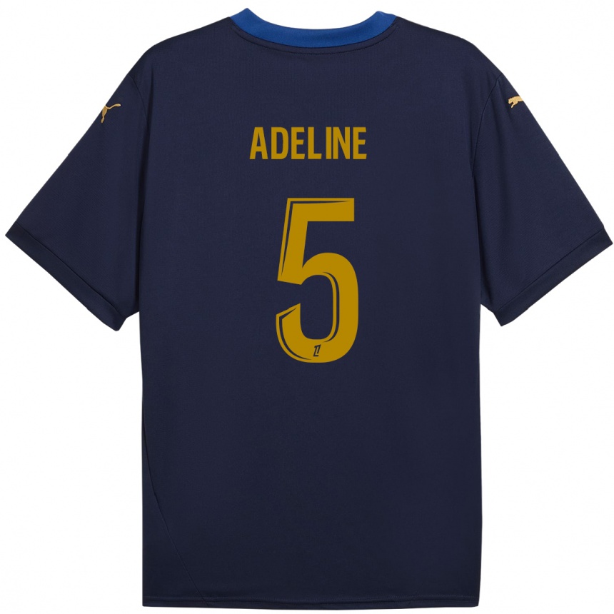 Kids Football Martin Adeline #5 Navy Gold Away Jersey 2024/25 T-Shirt Uk