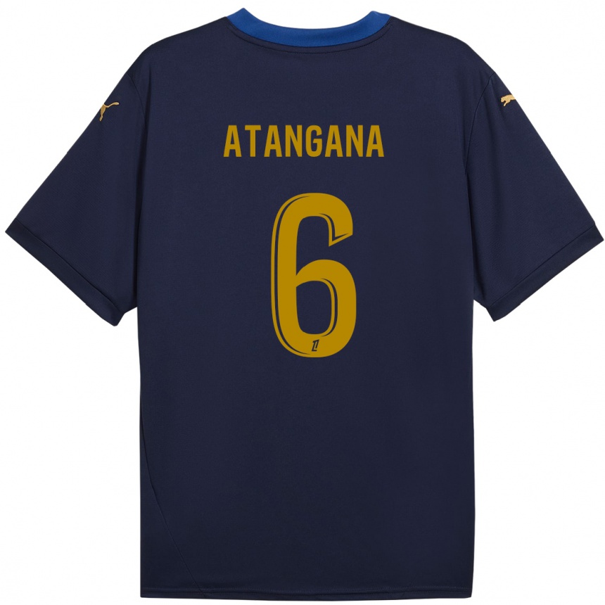 Kids Football Valentin Atangana Edoa #6 Navy Gold Away Jersey 2024/25 T-Shirt Uk