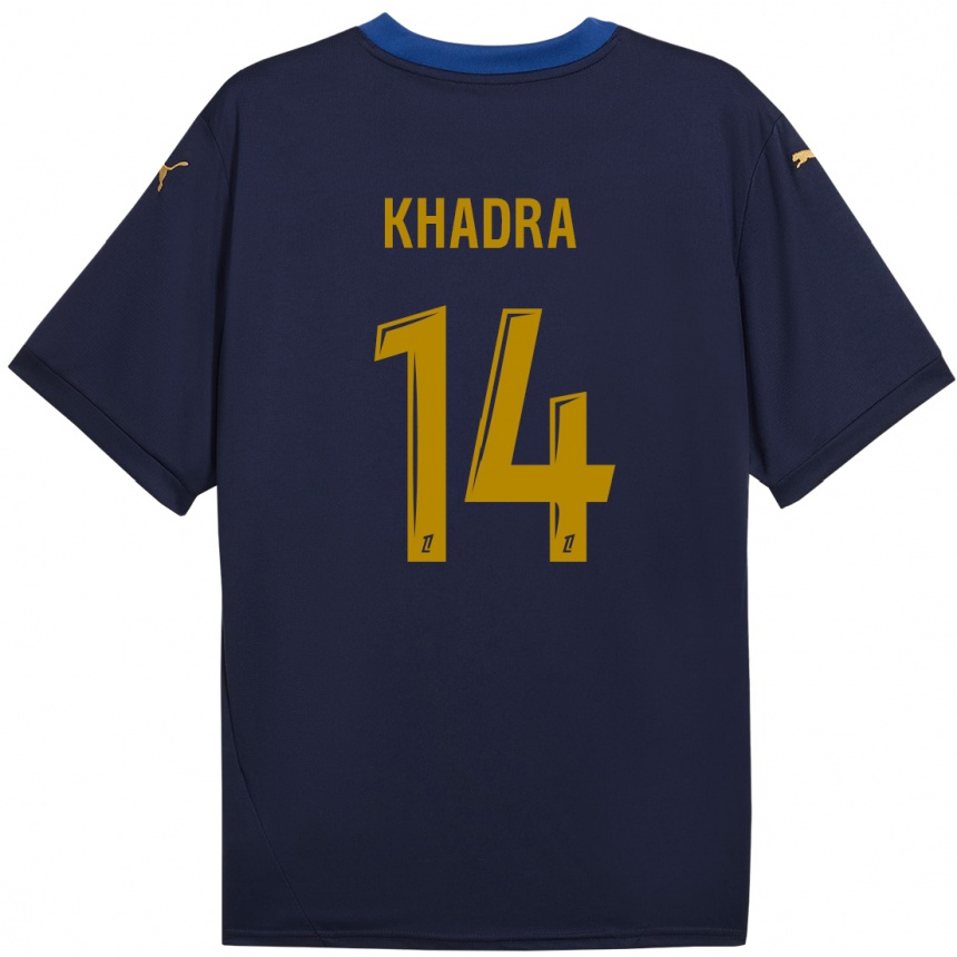 Kids Football Reda Khadra #14 Navy Gold Away Jersey 2024/25 T-Shirt Uk