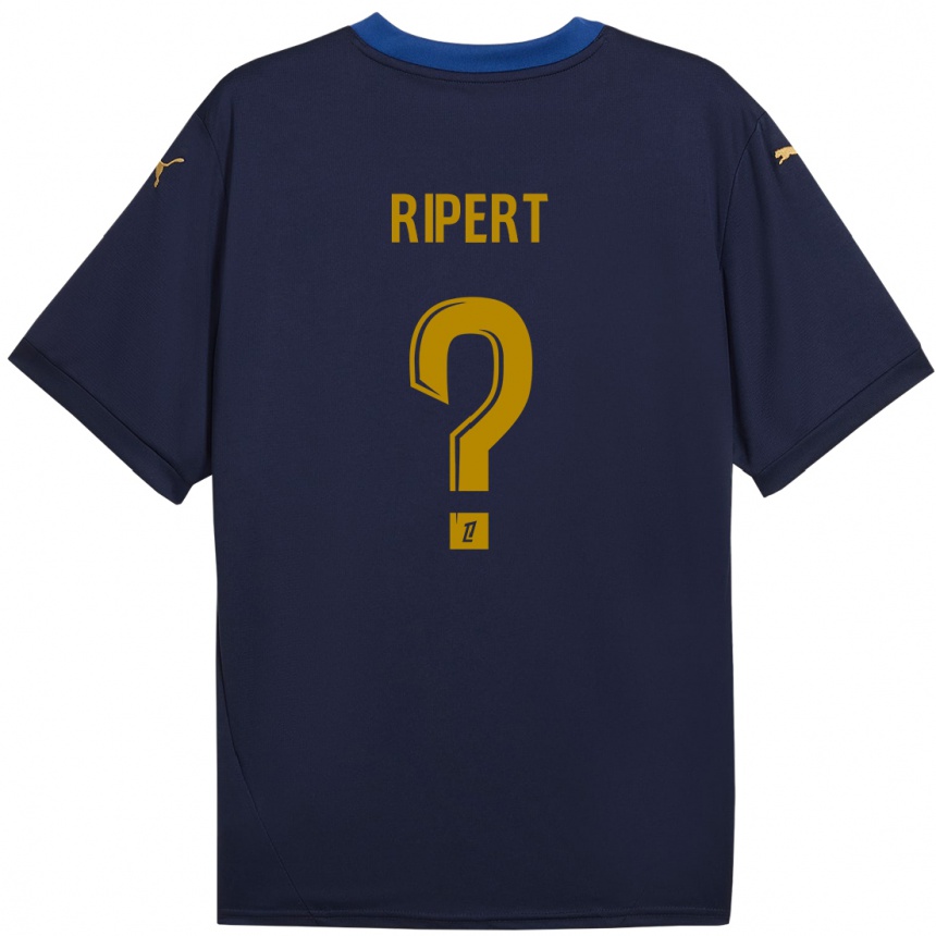 Kids Football Léo Ripert #0 Navy Gold Away Jersey 2024/25 T-Shirt Uk