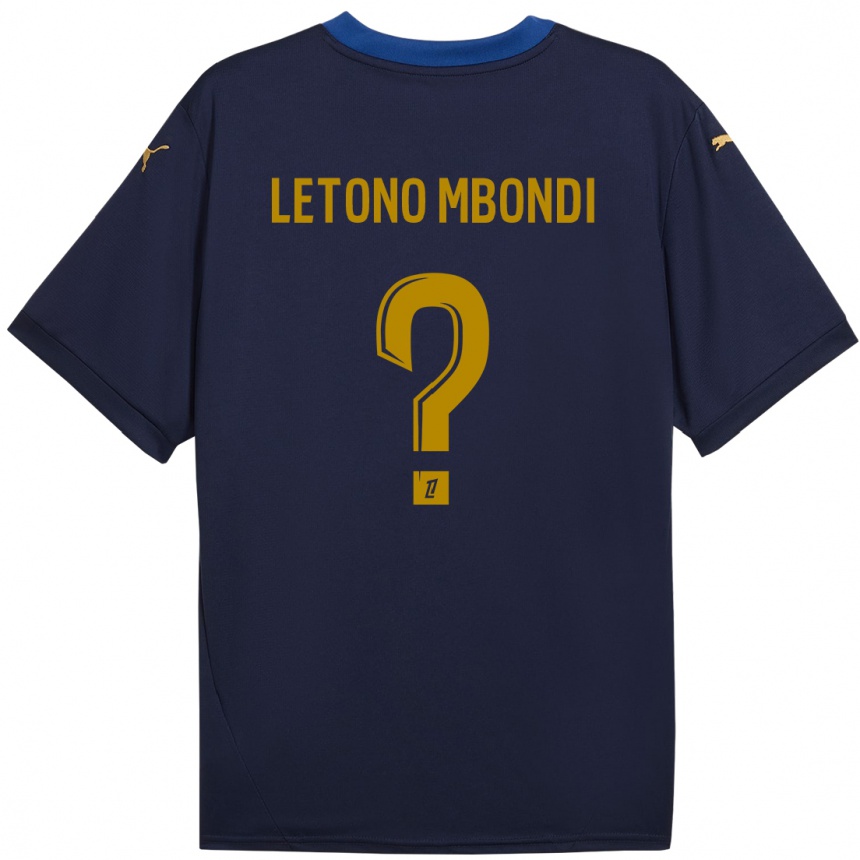 Kids Football Christ-Emmanuel Letono Mbondi #0 Navy Gold Away Jersey 2024/25 T-Shirt Uk