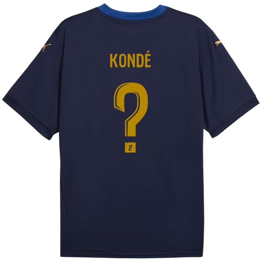 Kids Football Jean-Charles Kondé #0 Navy Gold Away Jersey 2024/25 T-Shirt Uk