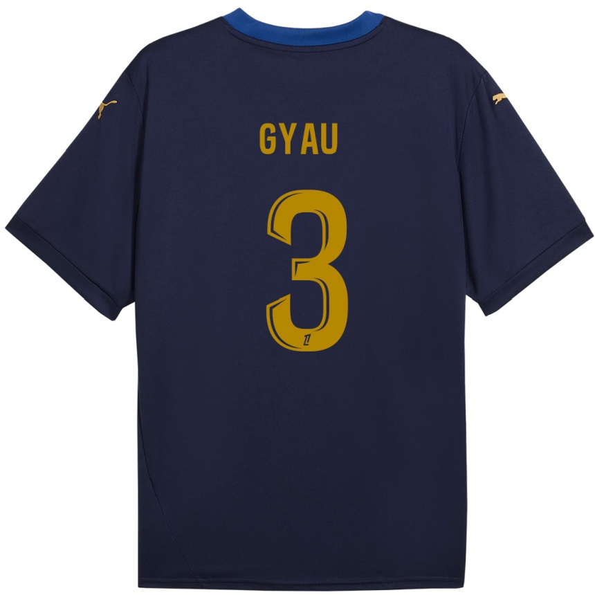 Kids Football Mia Gyau #3 Navy Gold Away Jersey 2024/25 T-Shirt Uk