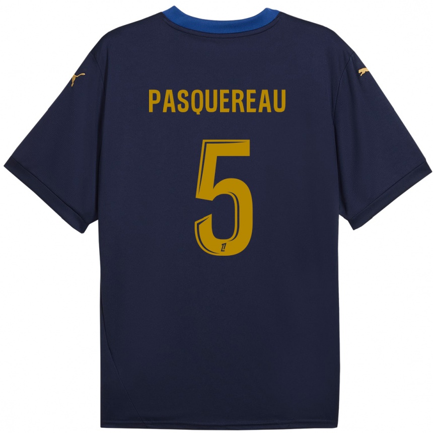 Kids Football Julie Pasquereau #5 Navy Gold Away Jersey 2024/25 T-Shirt Uk